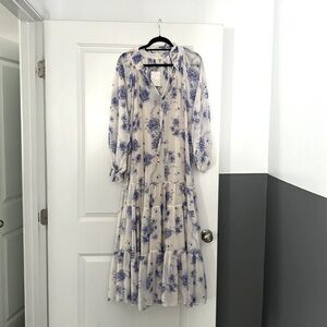 Free People Floral Vintage Ivory Long Sleeved Boho Dress